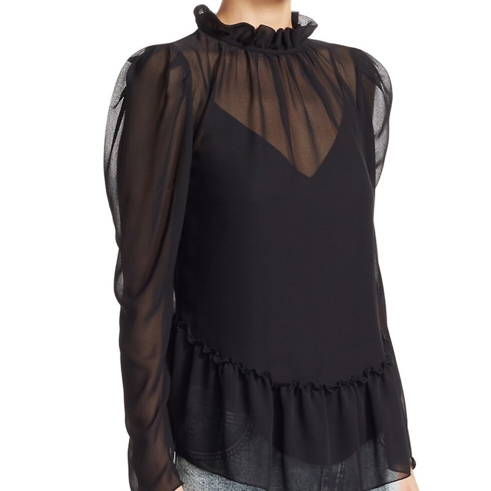 See by Chloe Sheer Ruffle Blouse 42 (10)